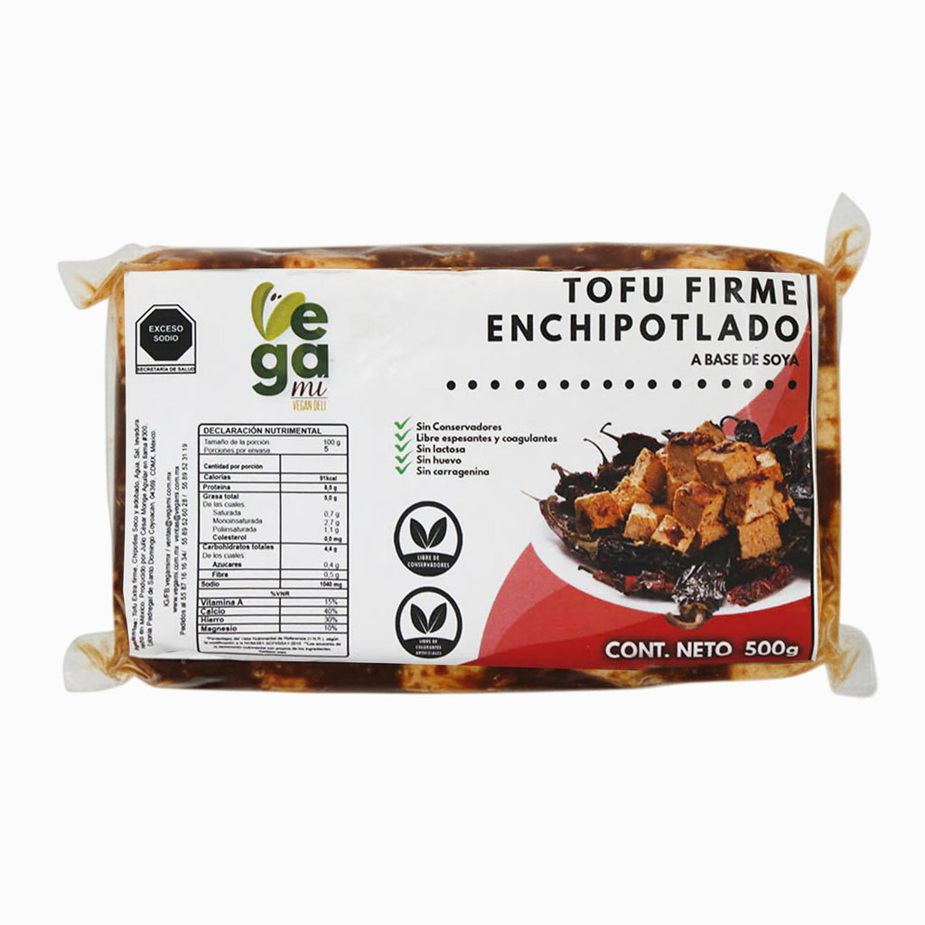 Bloque De Tofu Extra-Firme Enchipotlado Vegano | VEGAMI
