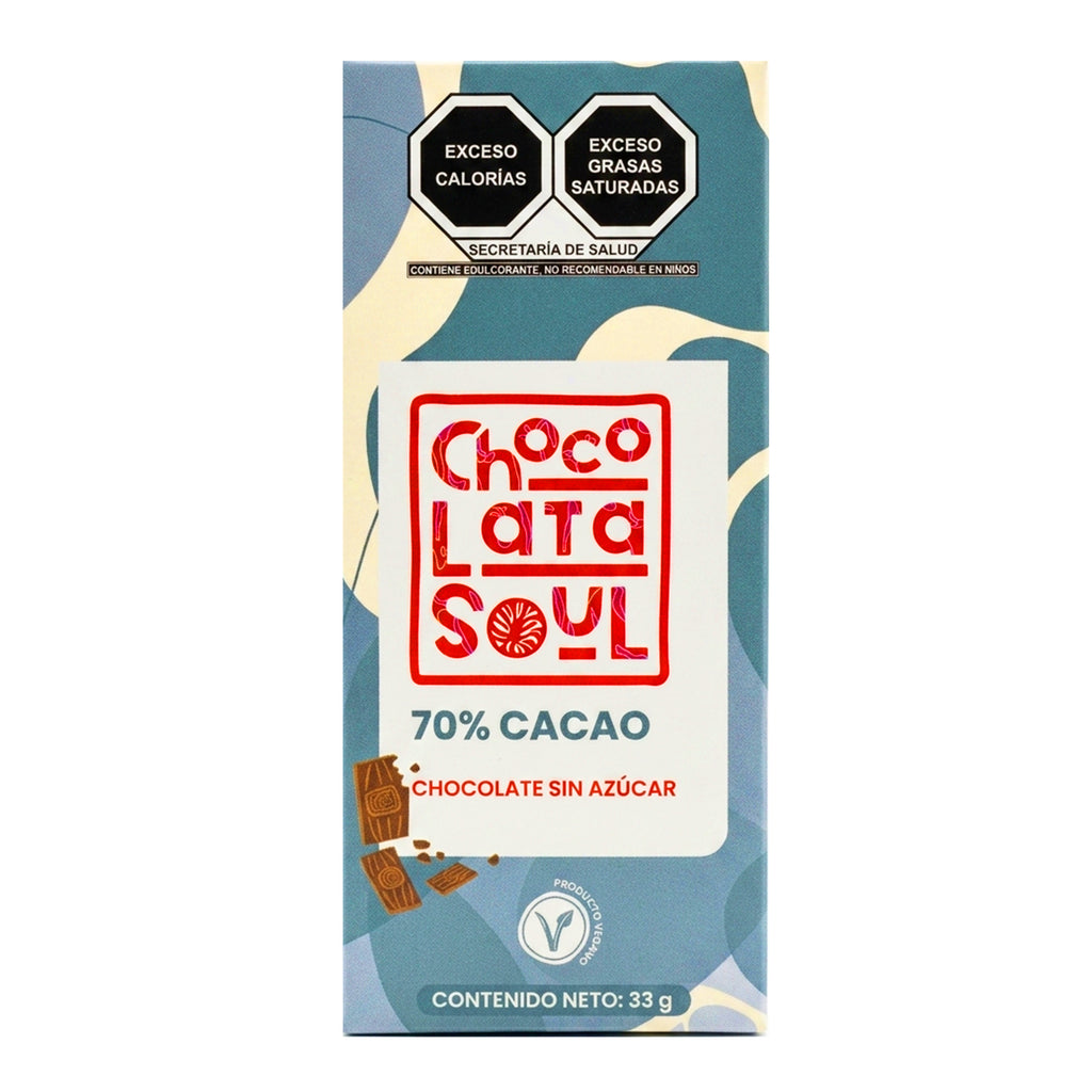 Chocolate Artesanal Vegano 70% Sin Azúcar 35gr | CHOCOLATA SOUL