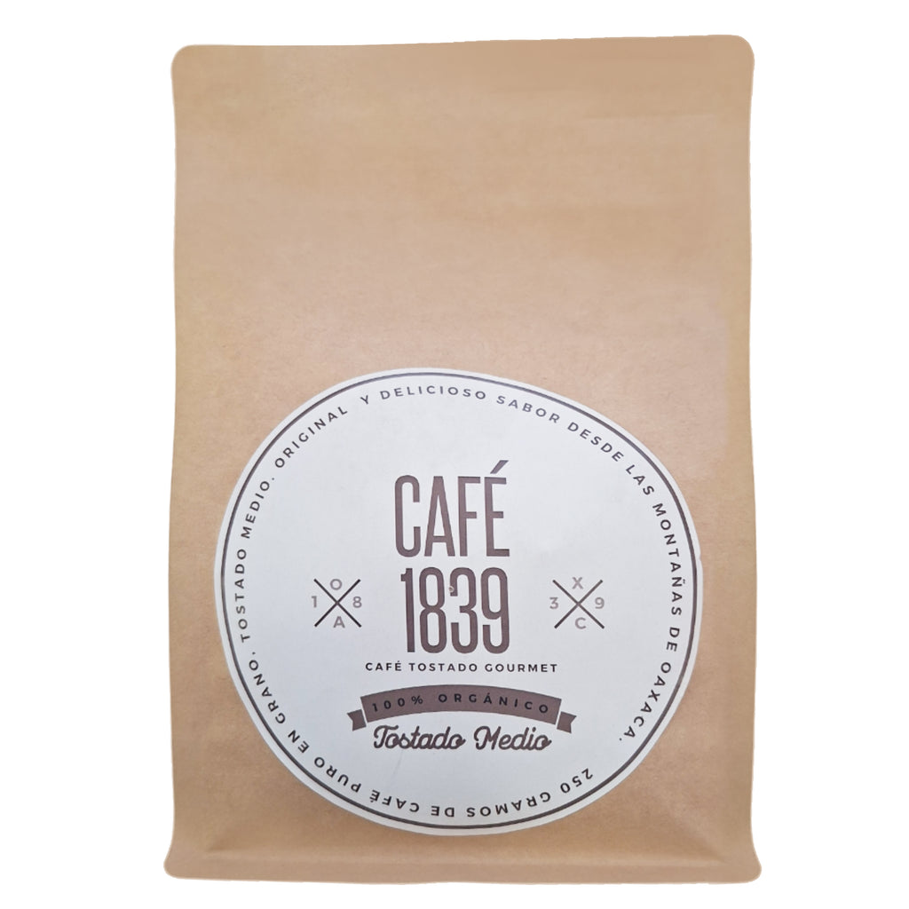 Café de Grano Tostado Medio de Oaxaca Orgánico 250g | CAFÉ 1839