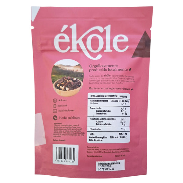 Mix de Cacahuate con Fresa Mora y Nopal Deshidratado Enchilado Artesanal Vegano 50g | EKOLE